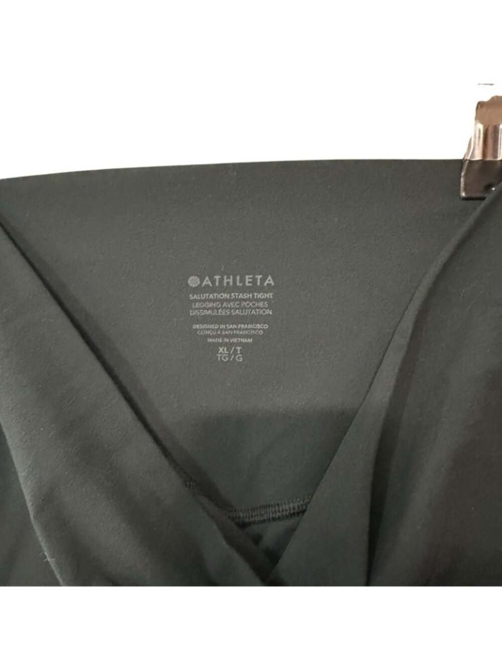 Athleta Leggings Salutation Stash Pocket 7/8 Tight Green Pockets Size XL Tall - Picture 5 of 7